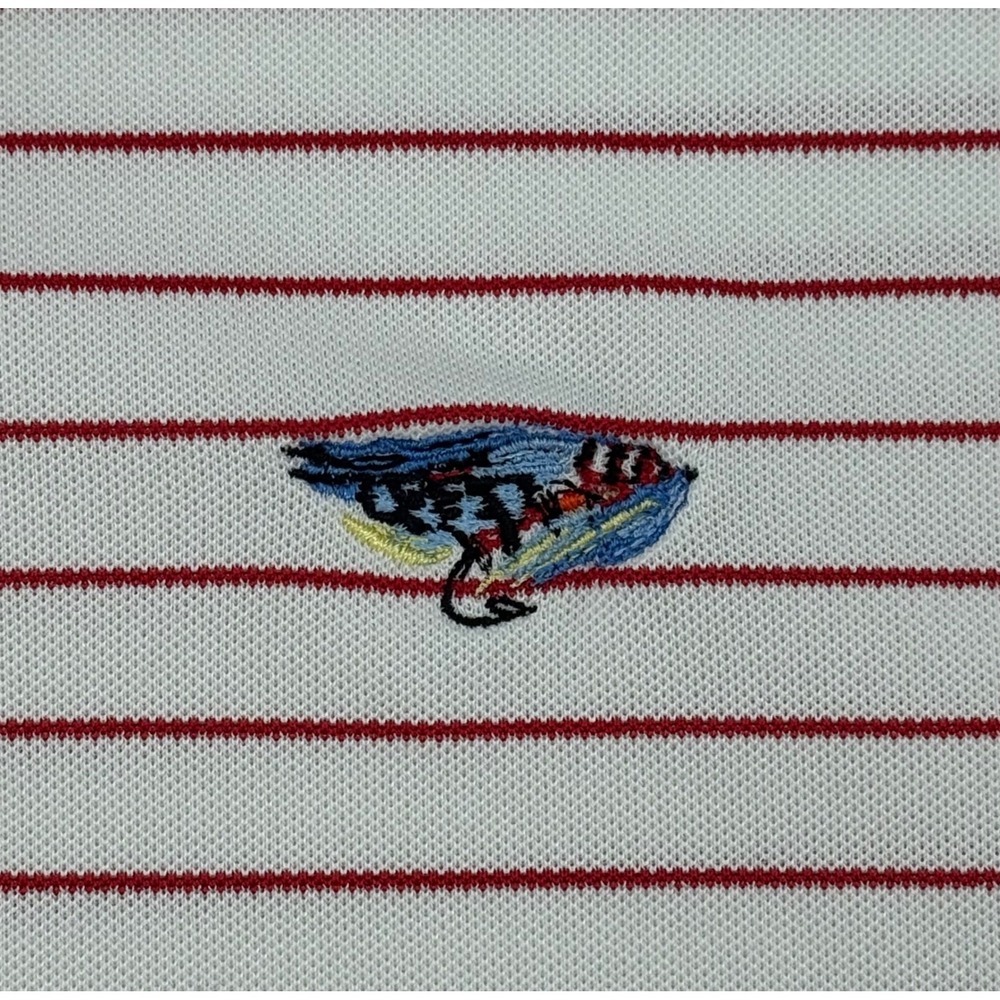 Onward Reserve Performance Polo Shirt Men XXL Red White Striped Fly Fishing Logo - Picture 2 of 7